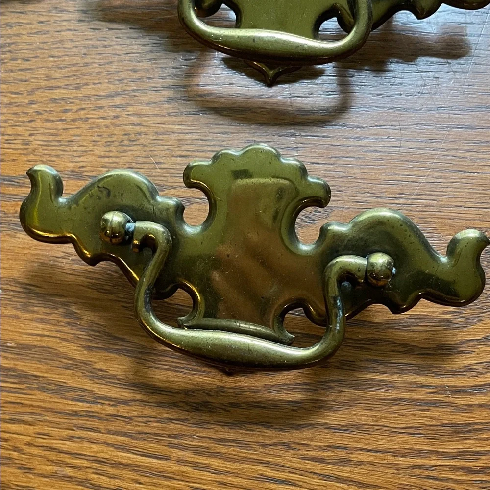 Vintage large Brass Drawer Pulls - Set of 8